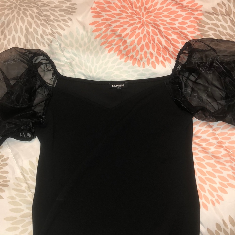 NWT Black sheer sleeved top